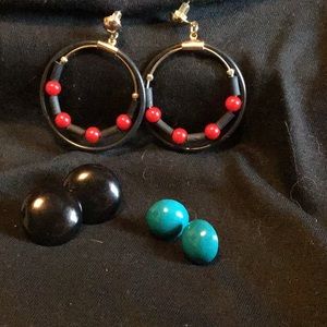 Just for fun!   3 Pair plastic pierced earrings